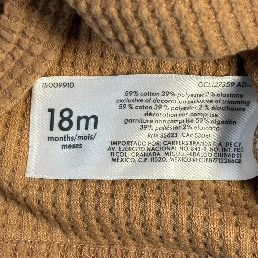 OshKosh Bgosh Toddler Boys Waffle Knit Hoodie Mustard Yellow Tan 18M Pullover